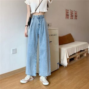 Denim High Waist Straight Jeans