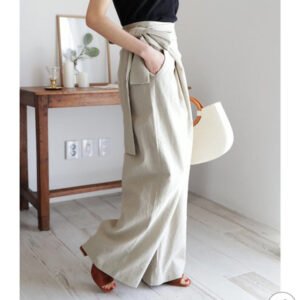 Pure Color Lace Casual Straight Leg Trousers