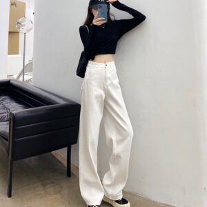 Women's Wide Leg White Denim Jeans
